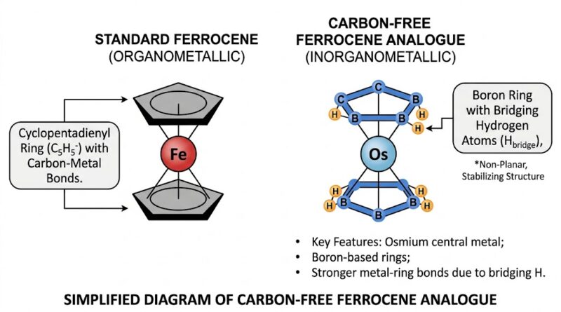 कार्बन-मुक्त "फेरोसीन" (Ferrocene) सैंडविच