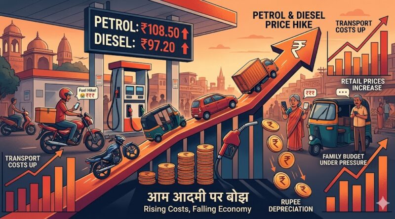 पेट्रोल एवं डीजल के मूल्य में वृद्धि