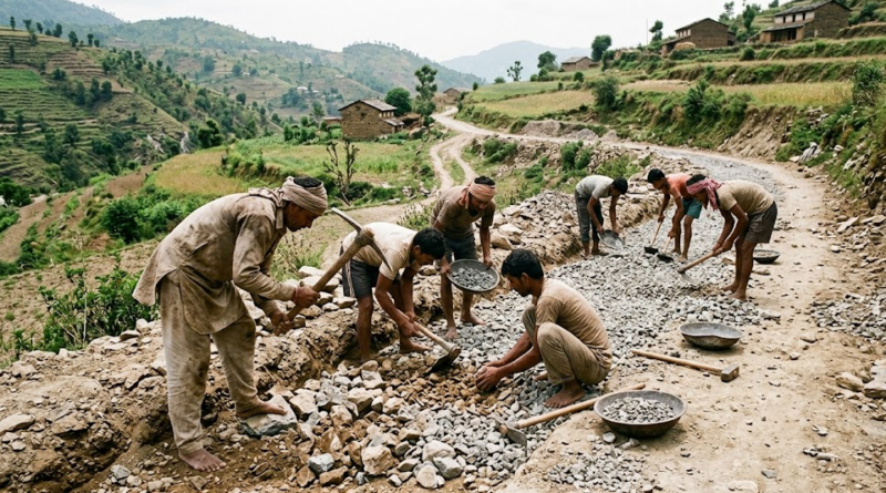ग्रामीण मजदूर कार्य करते हुए