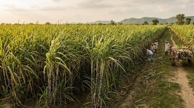 Sugarcane and Farmer in the field
